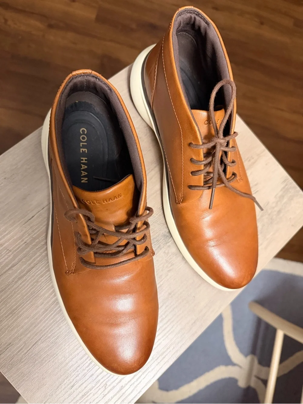 Cole Haan Men’s Leather Lace-Up Loafers in Tan and White
